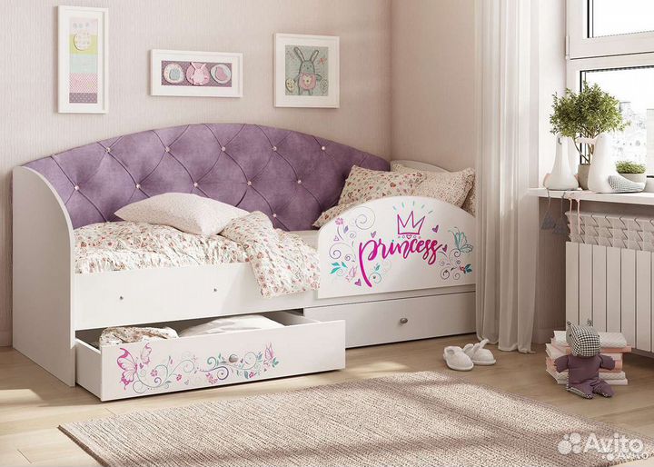 Детская софа Каретная стяжка Стразы 190х80