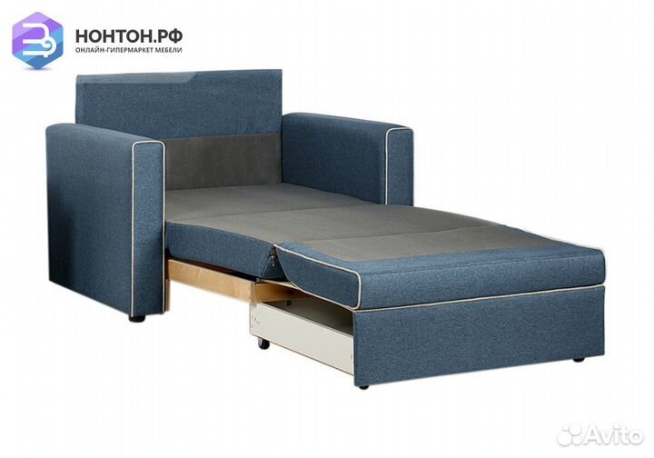 Кресло выкатное Найс светло-синее / светло-серое