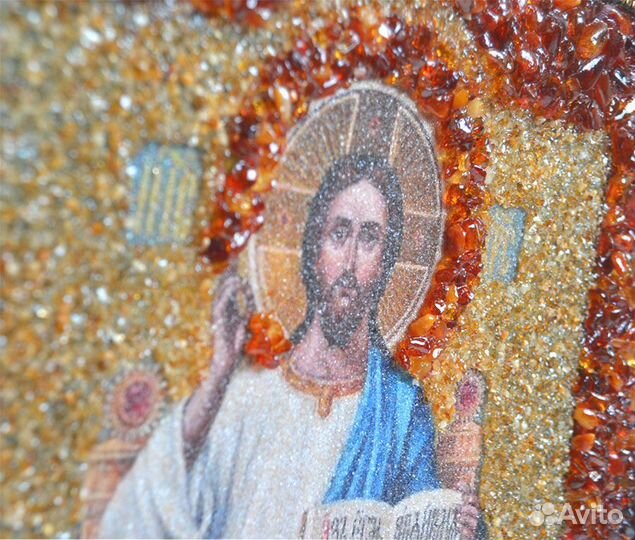 Икона в янтарной обсыпке 