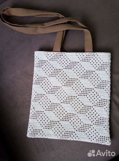 Cумка ручная работа с вязаной вставкой
