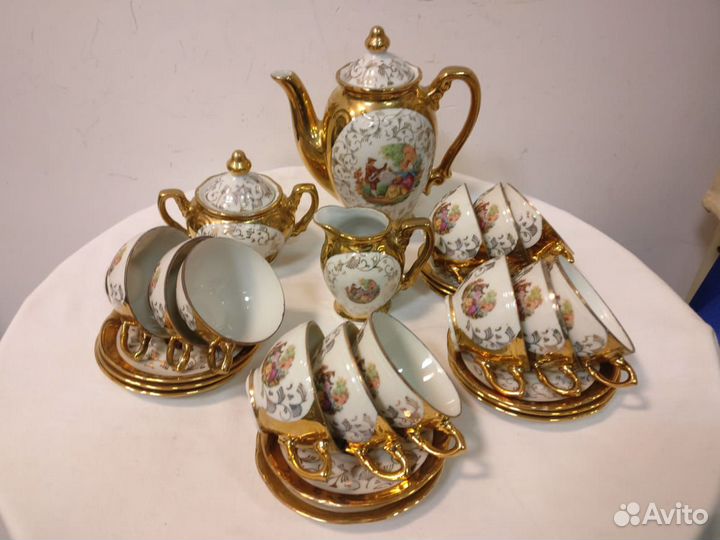 Кофейный сервиз Мадонна, позолота Бавария Германия