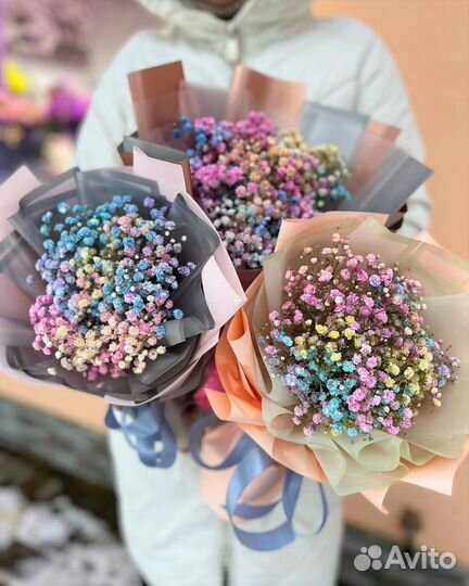 Букетики из Радужной Гипсофилы