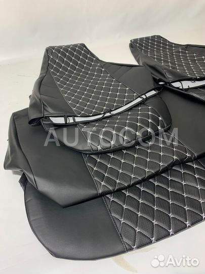 Чехлы сидений ваз 2107 (кожа бабочка серая)