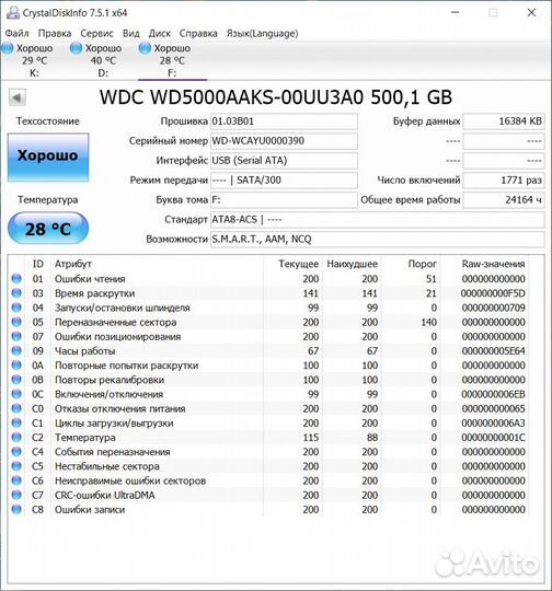 Жесткий диск WD Blue 500 GB бу