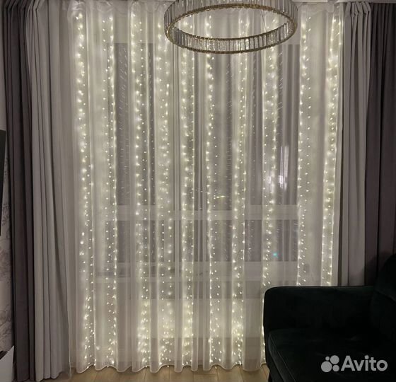 Гирлянда штора хвойная лапа новогодняя