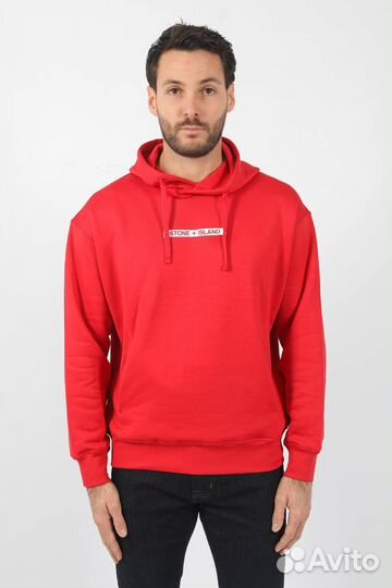 Кофта stone island micrographic print hooded RED