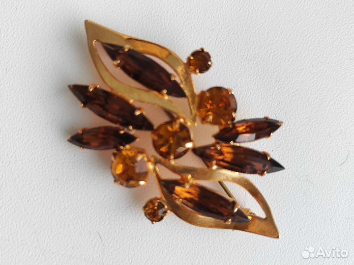 Броши жёлтые стекла винтаж