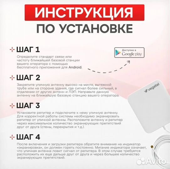 Усилитель сотовой связи и интернета. Комплект vega