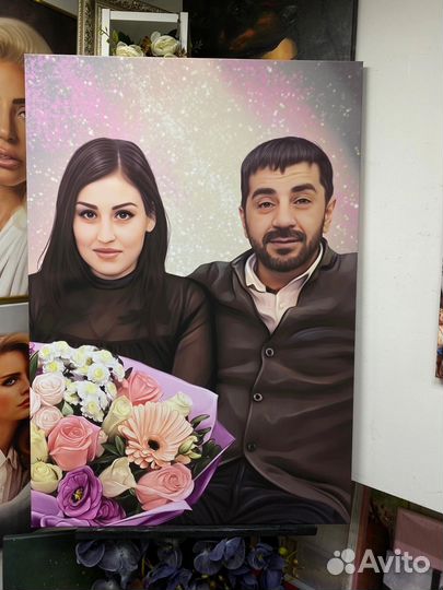 Портрет по фото на холсте