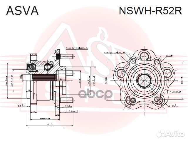 Ступица колеса зад прав/лев nswh-R52R asva