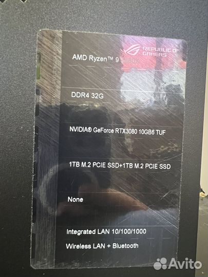Новый Asus Rog Strix Ryzen 9/5900X/32gb/2Тб/3080