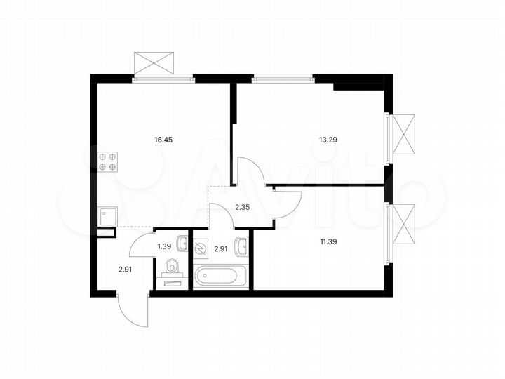 2-к. квартира, 50,7 м², 5/9 эт.