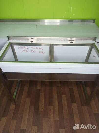 Двух моечная ванна из нержавеющей стали 1145x500