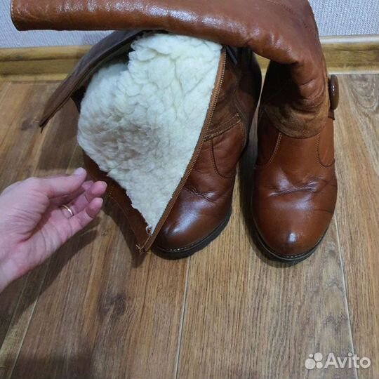 Зимние кожаные сапоги 39