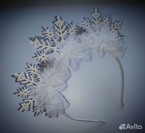 Новогодний ободок снежинка корона для девочки