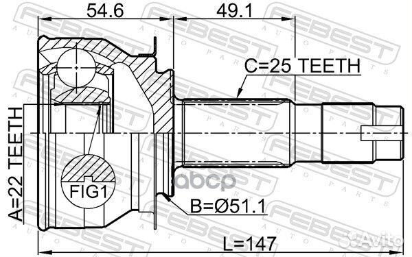 1010-CBT шрус наружний к-кт Chevrolet Cobalt 1