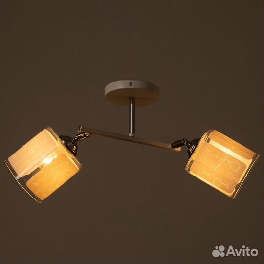 Люстра 'Айрис' 2хЕ27 40Вт бело-хромовый 45х26х27 с