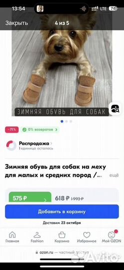 Обувь для собак