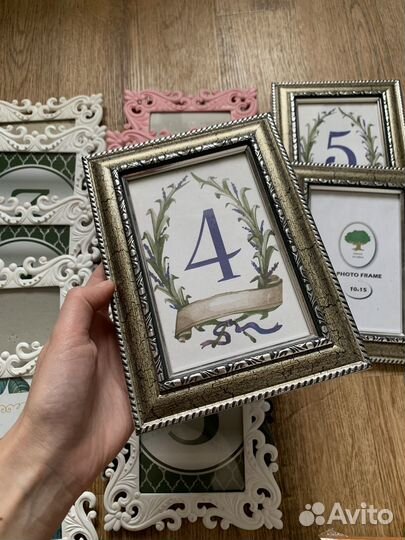 Фоторамки 10 *15 номерки столов свадебный декор