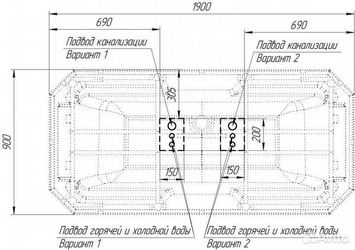 Ванна акрил 190х90 Fra Grande Фернандо 4-01-4-0-1