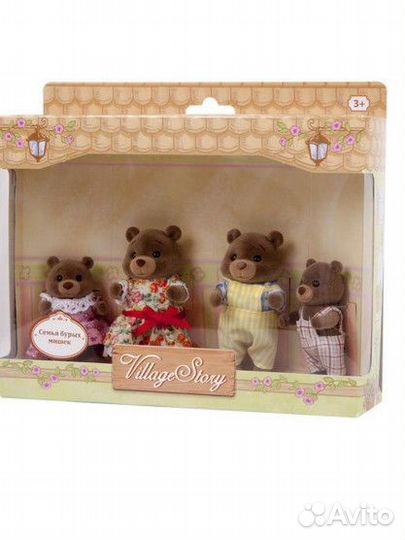 Игровой набор Village Story Семья бурых мишек