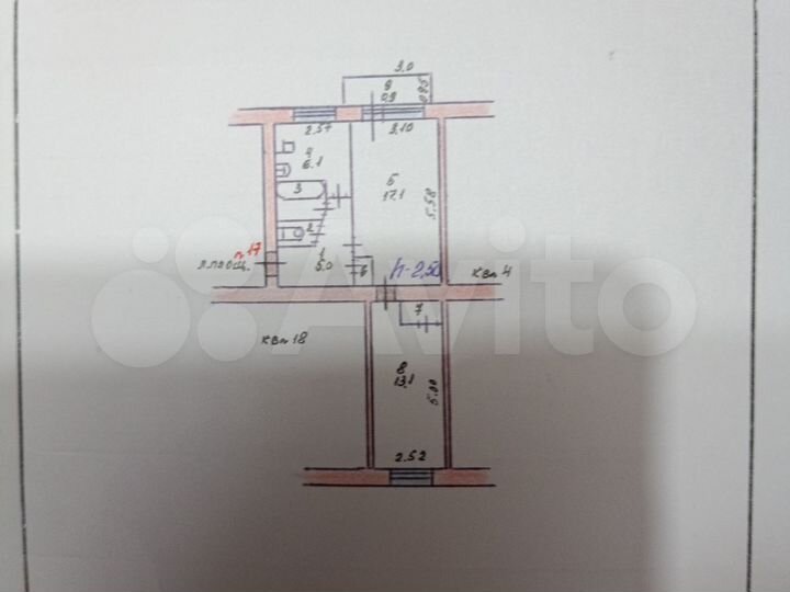 2-к. квартира, 45,2 м², 2/5 эт.