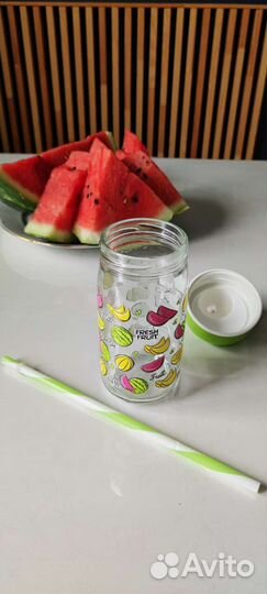 Банка с трубочкой 400 мл