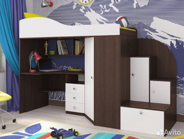Кровать-чердак Кадет-1 с функциональной лестницей