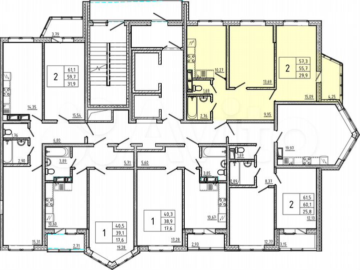 2-к. квартира, 55,6 м², 7/18 эт.