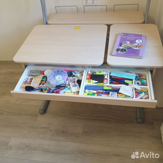 Растущая ортопедическая парта со стулом, и полкой