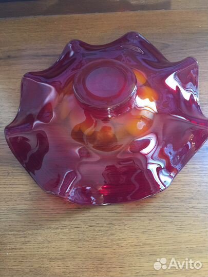 Блюдо 30 см цветное гутное стекло