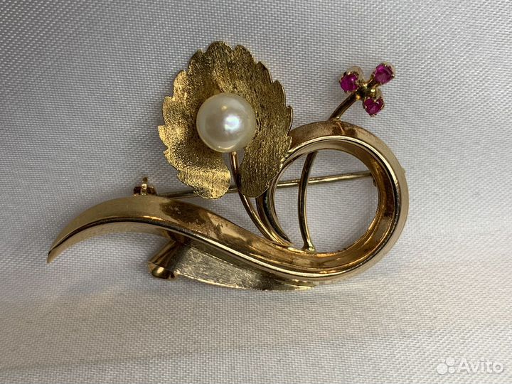 Брошь золотая винтаж Италия 750