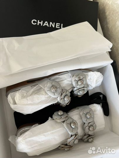 Chanel sandals camellia flower Шлёпанцы, сандали