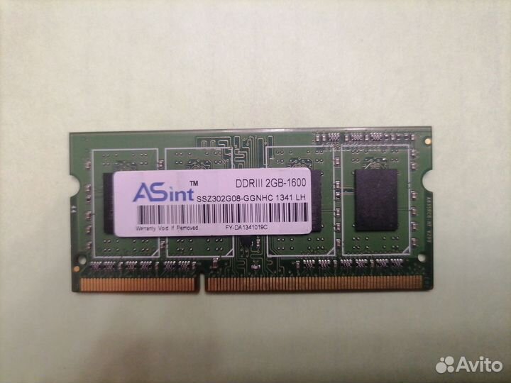 Оперативная память ddr3 sodimm 2 GB. Частота 1600