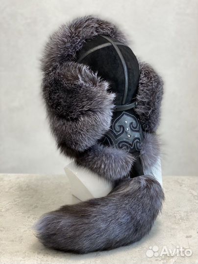 Шапка Малахай с хвостом чернобурка