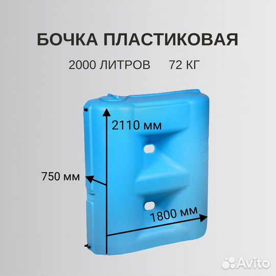 Бак для воды. Емкость пластиковая 2000 литров