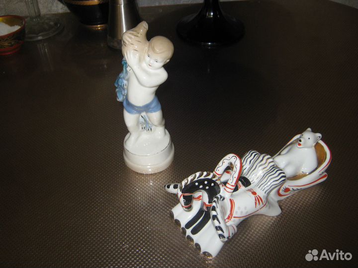 Фарфоровые фигурки ссср.мальчик с репой и топтыгин