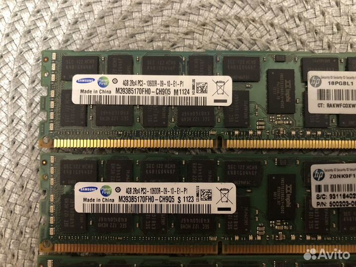 Samsung 16Gb ddr3 reg ecc (4Gb x 4 шт) 10600r