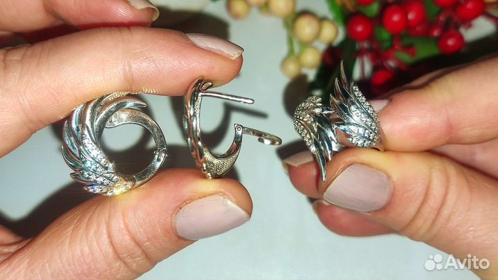 Оригинальный сверкающий комплект, 18 р-р 925