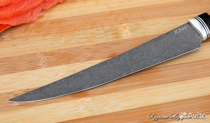 Кухонный нож Шеф № 6 К340 береста черный граб