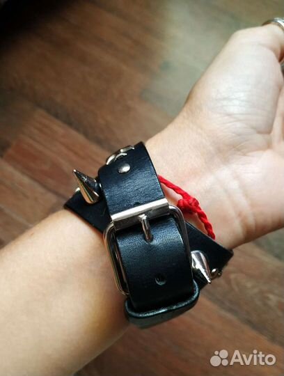 Чокер/браслет с шипами, из натуральной кожи