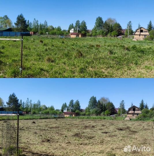 Покос травы мульчером, вспашка, миниэкскаватор