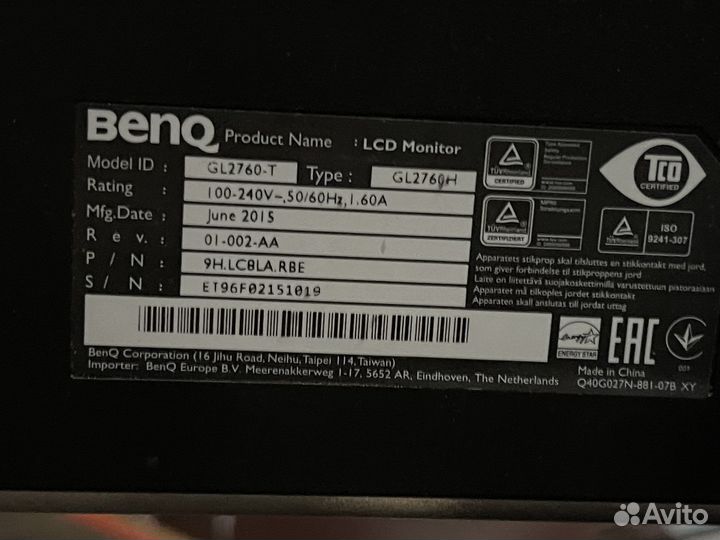 Монитор Benq GL2760H