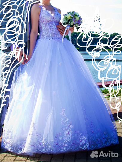 Платье вечернее/свадебное. Белое, размер 42-44