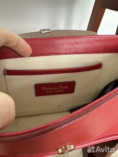 Кожаная красная женская сумка Massimo dutti