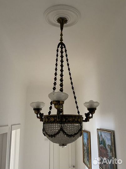 Антикварная бронзовая люстра