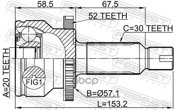 Шрус наружный задний 20x57x30 1210-SFA52R Febest