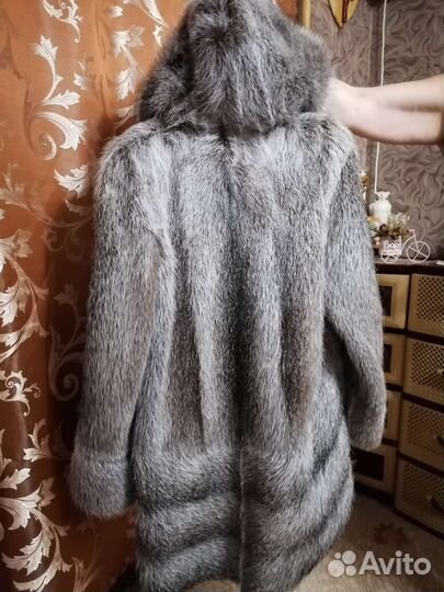 Шуба нутрия с капюшоном