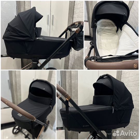 Коляска cybex priam Black 3 в 1 rose gold