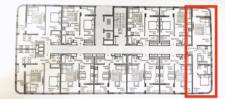 2-к. квартира, 54,5 м², 13/16 эт.
